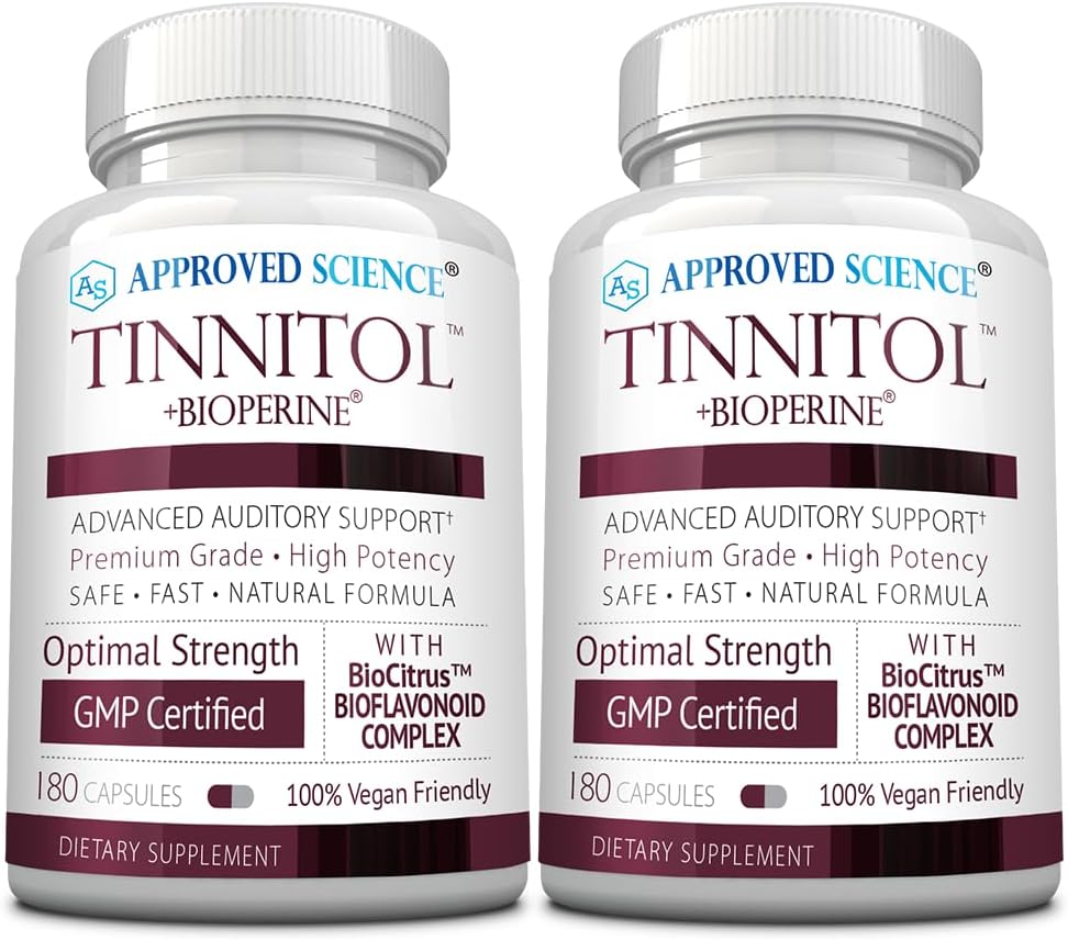Approved Science Tinnitol - Tinnitus Support Supplement - Ease Ringing in The Ears - Boost Inner Ear Health - 2 Bottles - 6 Month Supply - Made in The USA
