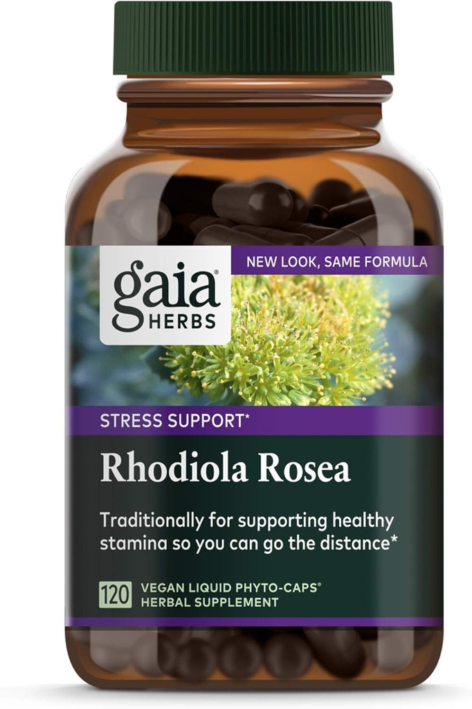 Gaiaハーブ、Rhodiola roseaビーガン液体フィトカプセル - ストレスサポートサプリメント、適応性ハーブ、120カウント(パッケージ1)