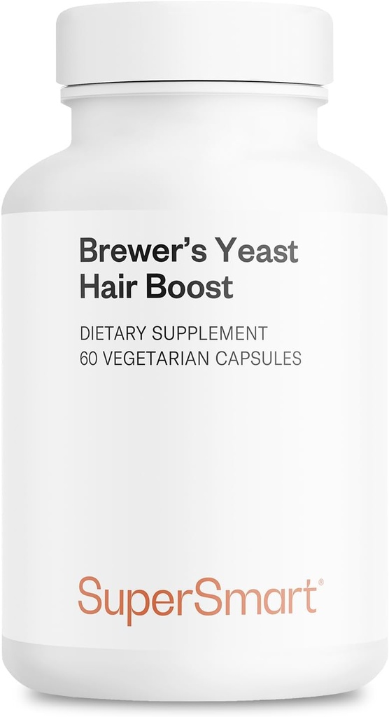 SuperSmart - Brewer's Yeast Hair Boost (Advanced Formula) - with Saccharomyces Cerevisiae, Zinc, Biotin - Hair Supplement | Non-GMO - 60 Vegetarian Capsules