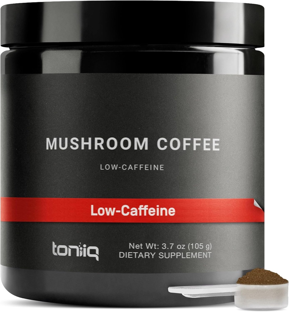 Toniiq 低カフェインキノココーヒー - 超高効力10:1集中エキス - コロンビア産10マッシュルームブレンド、ライオンズマネ&コルディプス - 機能性コーヒー代替
