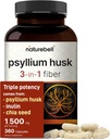 NatureBellのPsylliumのハスク繊維の補足、サービングごとの1,500mg、360のカプセルの インリン及びチアの種と 消化及び腸の健康のための有機性溶性繊維 非GMO、グルテンフリー植物ベースの