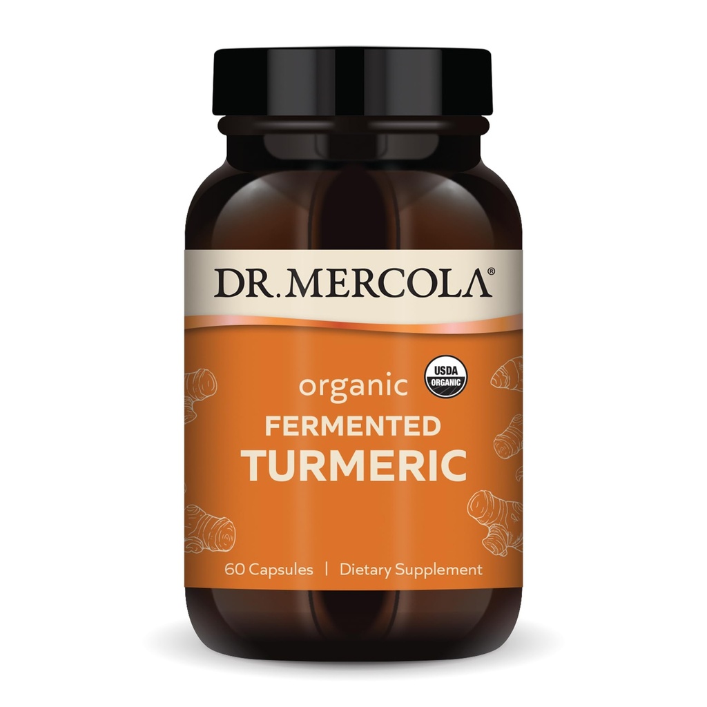 Dr. Mercola 有機発酵ターメリック - 370 mg発酵ターメリック - 高バイオアベイラビリティクルミノイド - USDA 有機、非GMO、グルテンフリー&大豆フリー - 60カプセル(30サービング)