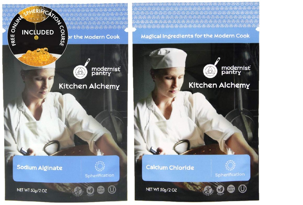 ナトリウムアルギン酸塩 + 塩化カルシウム バリューパック ⊘ 非GMOビーガンOUコシャ認定 - 100g / 4oz (2つの項目を持つバンドル)