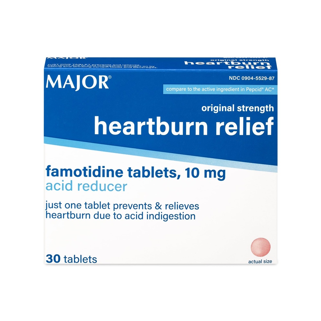 MAJORの元の強さの炉の救助-Famotidineのタブレット、10のmg -酸の減力剤- 30のタブレット(1パック)
