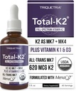 合計K2® | MK7&MK4としてビタミンK2 | プラスK1&ビタミンD3コファクタ - 620 mcg K2 / サービング - MenaQ7®からオールトランスMK7 - フルスペクトラムビタミンK - ビーガン、有機認定(液体1オンス)