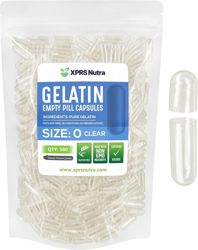 XPRSのNutraのサイズ0の空のカプセル- 500の計算の明確な空のゼラチンのカプセル-DIYのカプセルの詰物のための丸薬-DIYの補足のための満たされた純粋な牛の丸薬のゲルの帽子