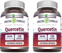 Amazing Formulas Quercetin 500mg Veggie Capsules Supplement | Non-GMO | Gluten Free | Supports Overall Health & Well Being (120 Count | 2 Pack)