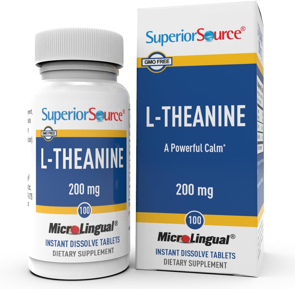 優秀な源L-Theanine 200のmg -大人のための頭脳の健康サポート補足の方式の援助のよりよい睡眠及び毎日のエネルギー -サポート集中自然に- 100の即刻の分解のタブレット