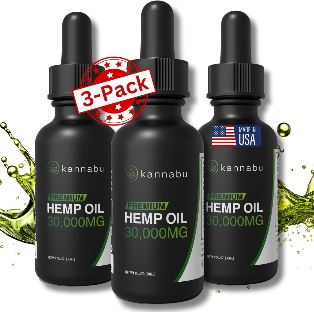 Premium Hemp Oil | Complete Source of Omega 3 6 9 Fatty Acids, Essential Amino Acids & Antioxidants | Hemp Seeds | Vegan Gluten Free Kosher Non GMO (1 Fl Oz - Pack of 3)