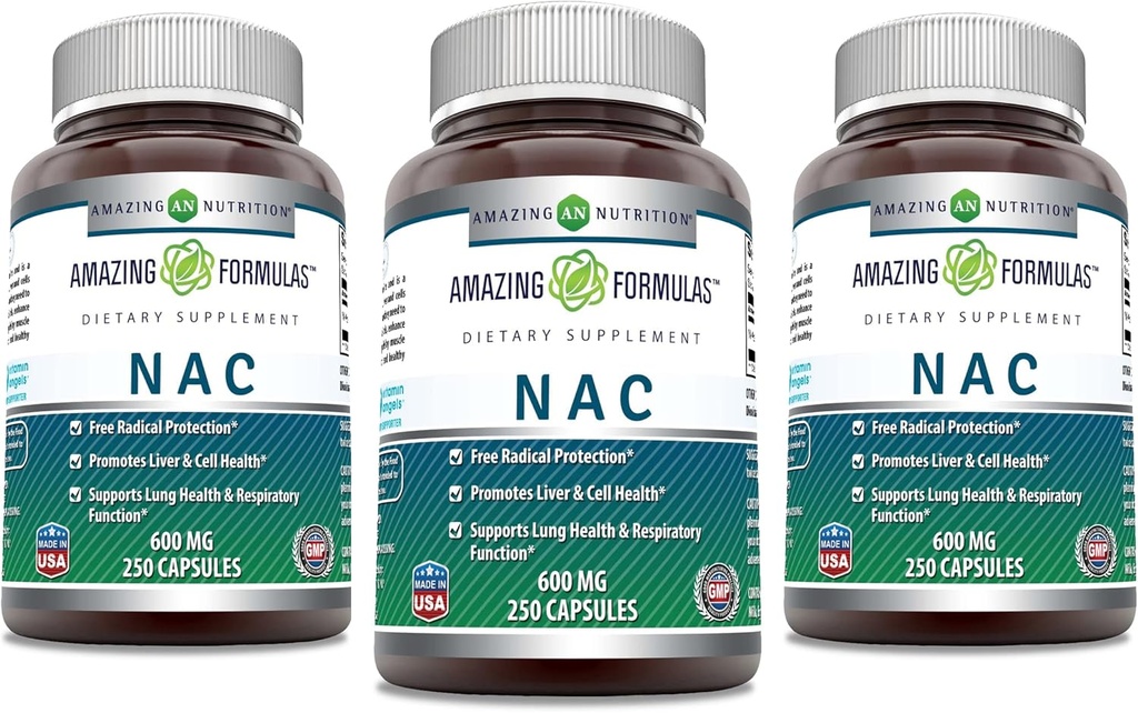 アメイジングフォーミュラ NAC 600 Mg | N-アセチル Cysteine サプリメント | カプセル | ノンGMO | グルテンフリー | アメリカ製 (3パック, 250 カウント)
