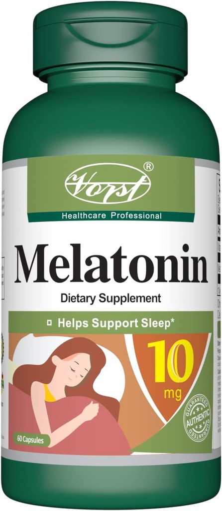 Melatonin 10mg 60のカプセルは、睡眠を促進します & リラックス, 薬物無料クイックリリース睡眠補助金, ダイエットサプリメント, 簡単に取る, 最大強度...