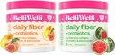 Belli Welli Daily Fiber Supplement Bundle with Collagen, Probiotics & Electrolytes – Peach Mango & Watermelon Flavors – Supports Digestion, Gut Balance, Debloating – 32 Servings Total