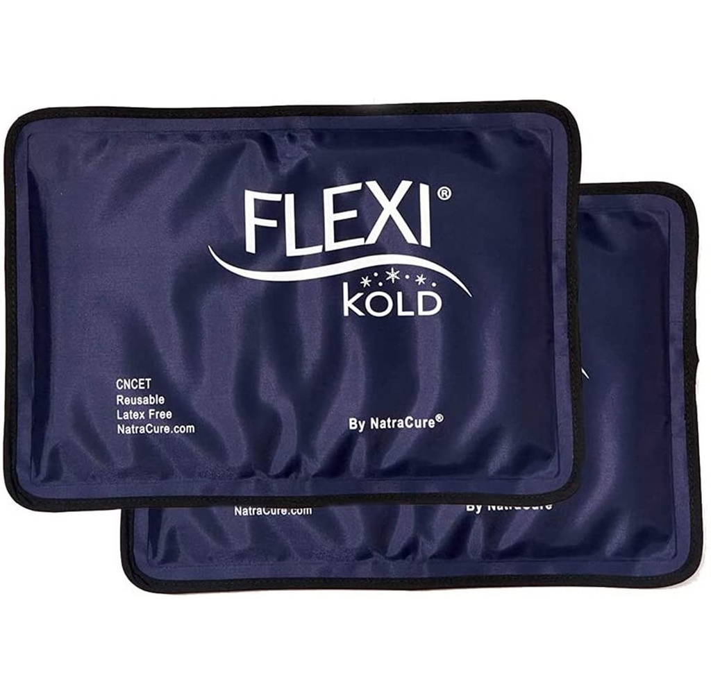 2 FlexiKoldゲルアイスパック - 怪我の再使用可能なアイスパック、背中の痛みの軽減、膝のアイスパックラップ、手術後のアイスパック、膝のためのアイスパック - 6303-COLD-2PK ナトラキュア - ミディアム - 2PK