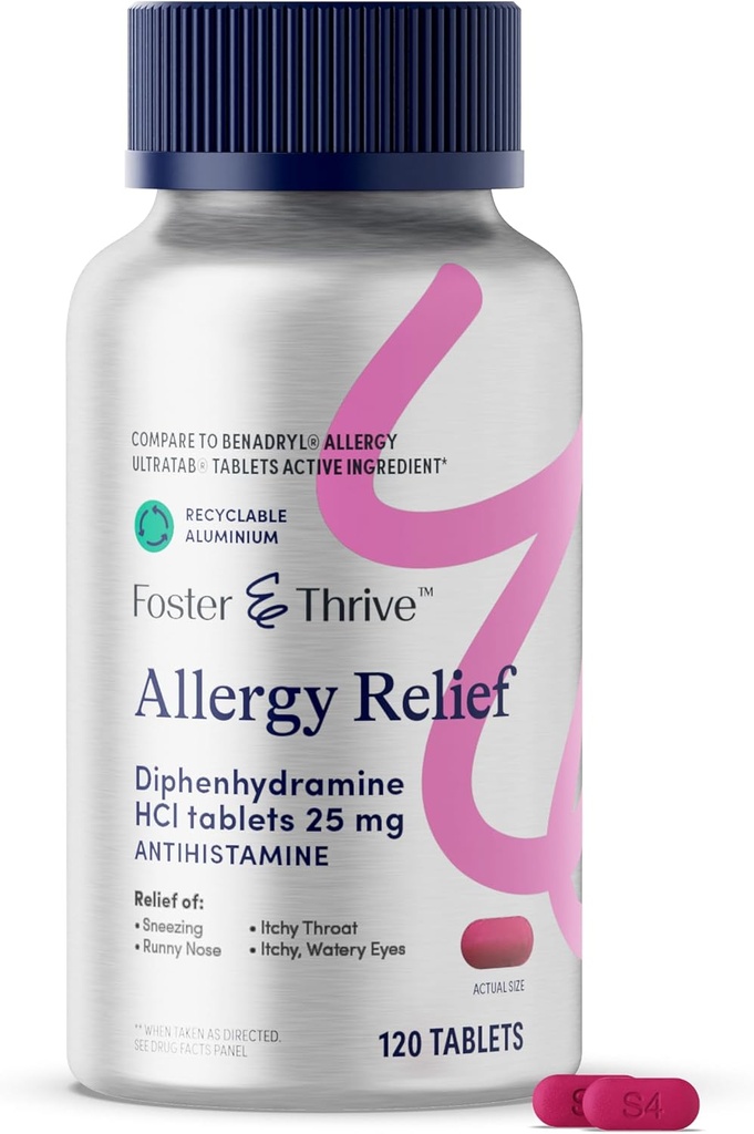 フォスター & 繁栄するジフェンヒアラミン 25mg 季節的なアレルギーのためのアレルギーの救済, かゆみの目, かゆみ, 鼻水, 子供と大人のための抗ヒスタミン薬を高速演技