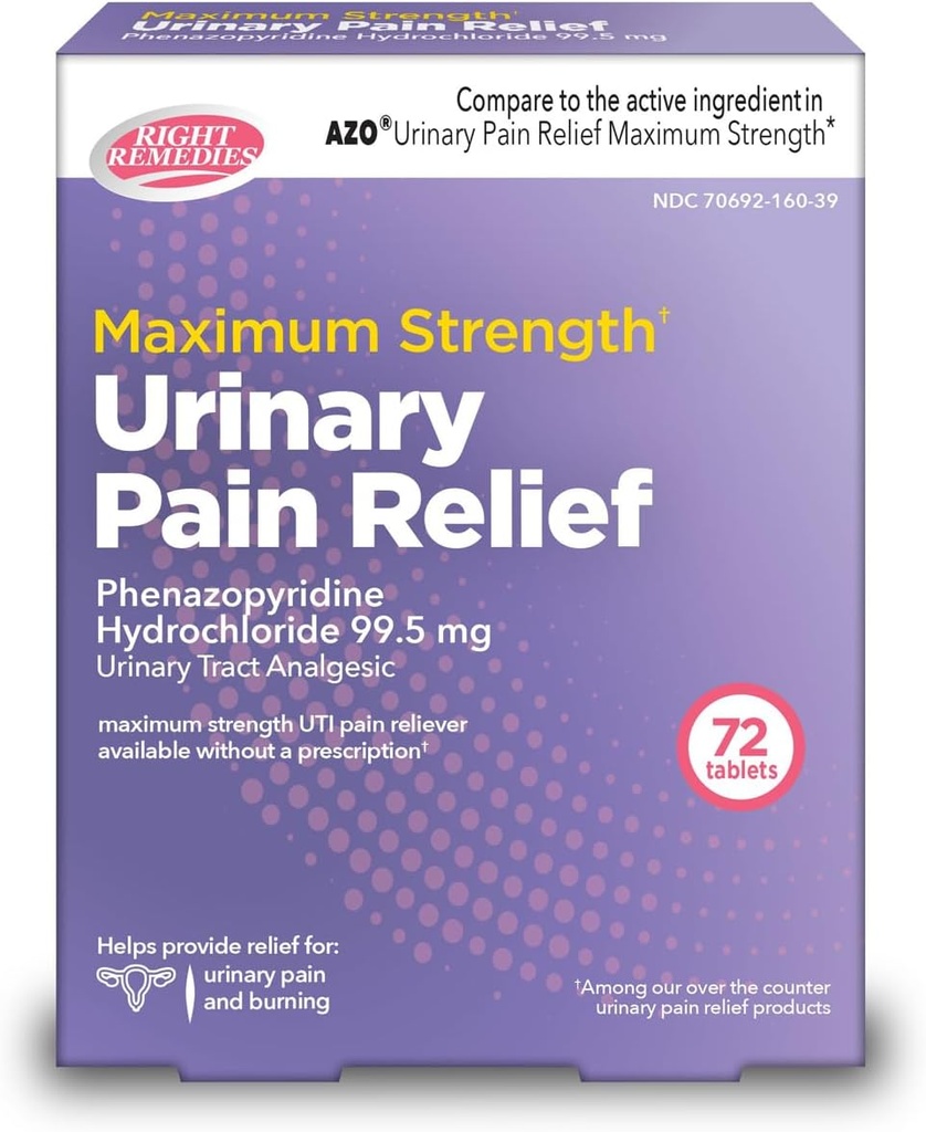 尿道の痛みの軽減のフェナゾピリジンHCl 99.5mgのタブレット | UTIの痛み、焼却およびぼうこうの不快感の速い救助のための最高の強さOTC | 汎用AZOの最高の強さ(72の計算)