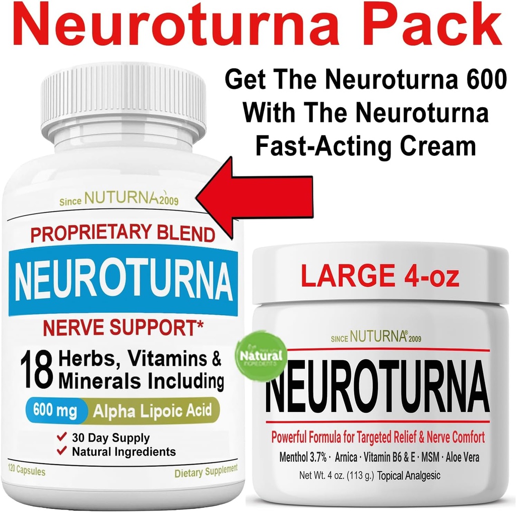 Neuroturna Nerveサポート600 mg ALAプラスNeuroturna Nerveクリーム4oz