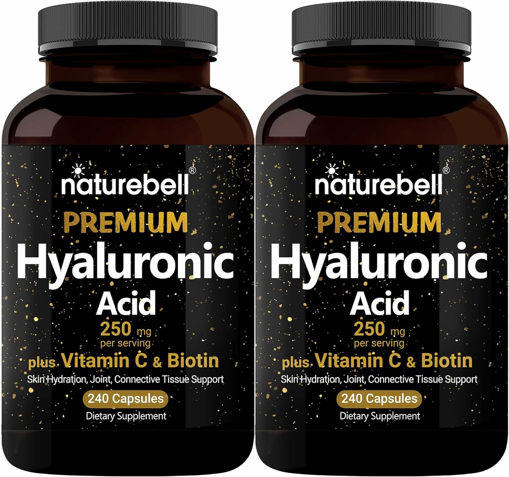 NatureBell 2のパックの植物によって基づくHyaluronic酸は25mgのビタミンC及びBiotin 5000mcg、480の合計のカプセルと250mgを補います 毛の成長、共同サポートおよび水和の皮のための本質 非GMO