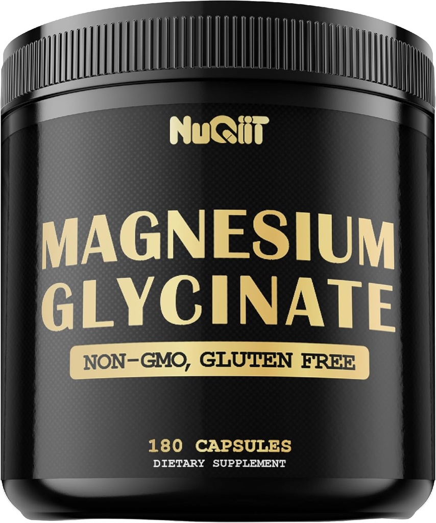 Magnesium Glycinate with 18% Elemental Magnesium Compound Supplement - 180 Capsules - Powerful Benefits for Support Bone Health, Muscle Growth, Comfortable Mood & Heart Health