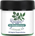 Vitanica V-Probiotics - 女性のためのプロバイオティクス - 乳酸菌Rhamnosus、ガスセリ&その他 - 女性の健康補助食品 - プロロゴ - 30腟の坐剤
