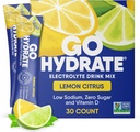 GoHydrate Instant Hydration Powder Packets - Low Sodium Electrolytes Drink Mix - Natural Hydration Support, Sugar Free Electrolyte Flavored Powder Drink with Vitamin D, 30 Packs, Lemon Citrus
