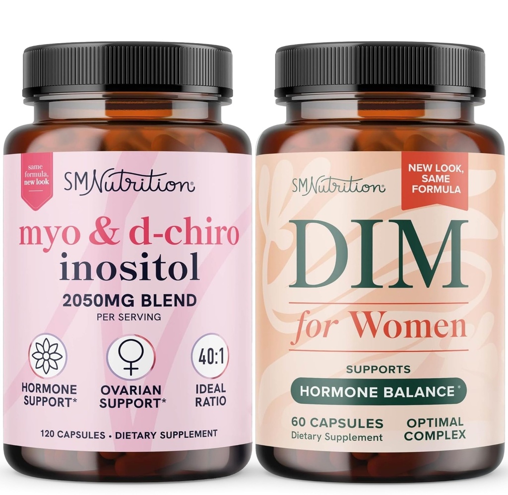 SMNutrition Women's DIM Supplement & Myo-Inositol & D-Chiro Inositol | ホルモンバランスバンドル 40:1 比率(30 人前)、女性コンプレックス(60 人前)用250mg DIMサプリメント