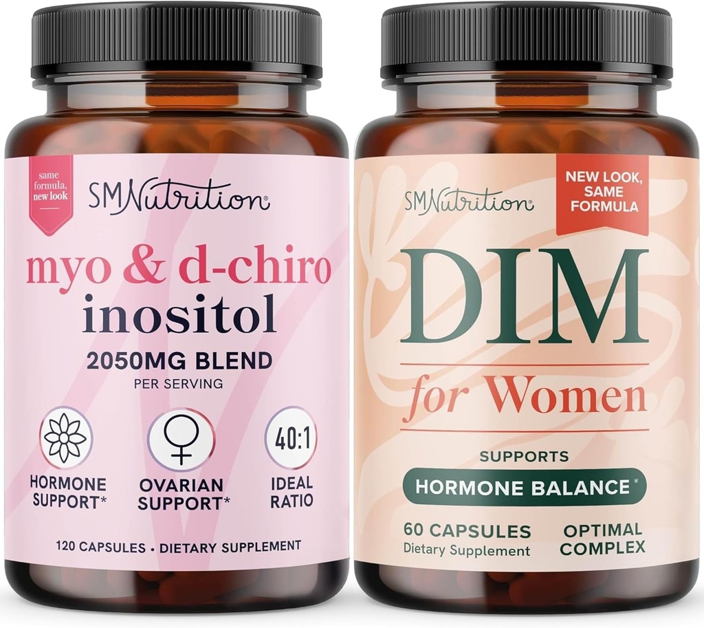 SMNutrition Women's DIM Supplement & Myo-Inositol & D-Chiro Inositol | ホルモンバランスバンドル 40:1 比率(30 人前)、女性コンプレックス(60 人前)用250mg DIMサプリメント