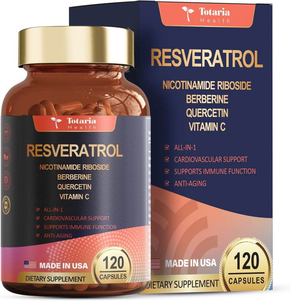 ResveratrolはBerberine Quercetinの緑の茶エキスのブドウの種のエキスのポリフェノールの酸化防止補足の酸化防止剤及び中心の健康サポート120のカプセルと余分強さを補います