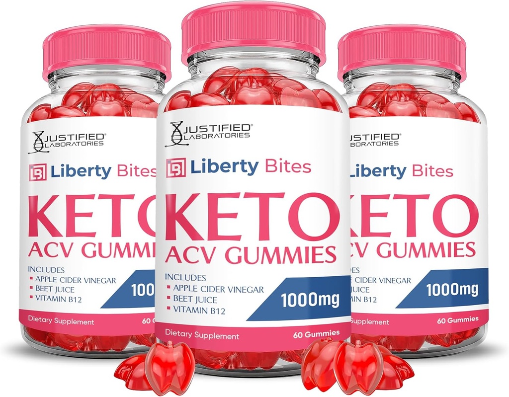 (3パック) Liberty Bites Keto ACV Gummies Advanced Formula 1000MG Libertybites Keto Gummies Apple Cider Vinegar PomegranateビートジュースパウダーB12ビーガン非GMO 180 Gummys