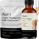 Auri エネルギー及び免疫のブーストのパックの極度のきのこの毎日のグミーズのコルディシープのエリクサーの束-焦点、スタミナのための毎日のウェルネスおよび長寿- 60のグミー+ 60mlの耕作