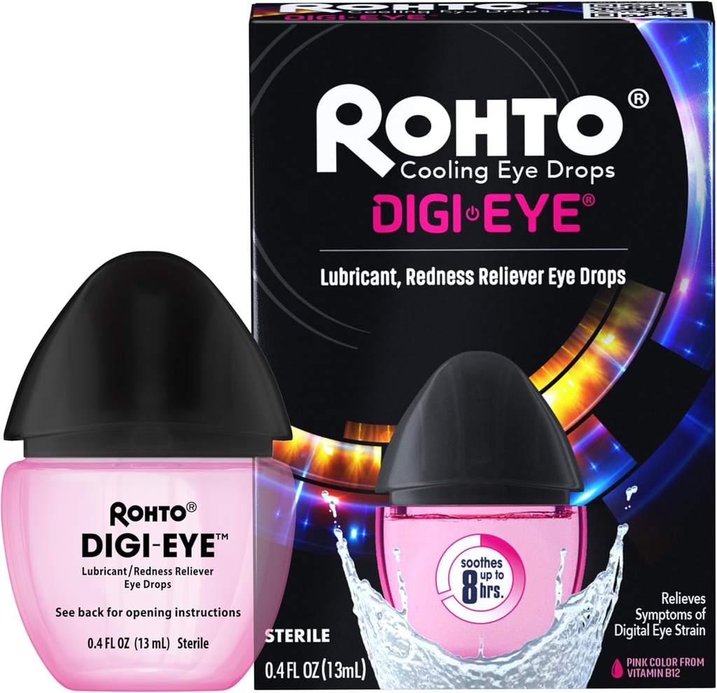 Rohto Digi-Eyeのデジタル目の緊張の目の低下、デジタル目の緊張の症状、長続きがするのからの冷却の目の緊張の救助は、目の救助、赤いのための目の低下、疲れた目のための0.4のflのozのびんをかぶせます(2のパック)