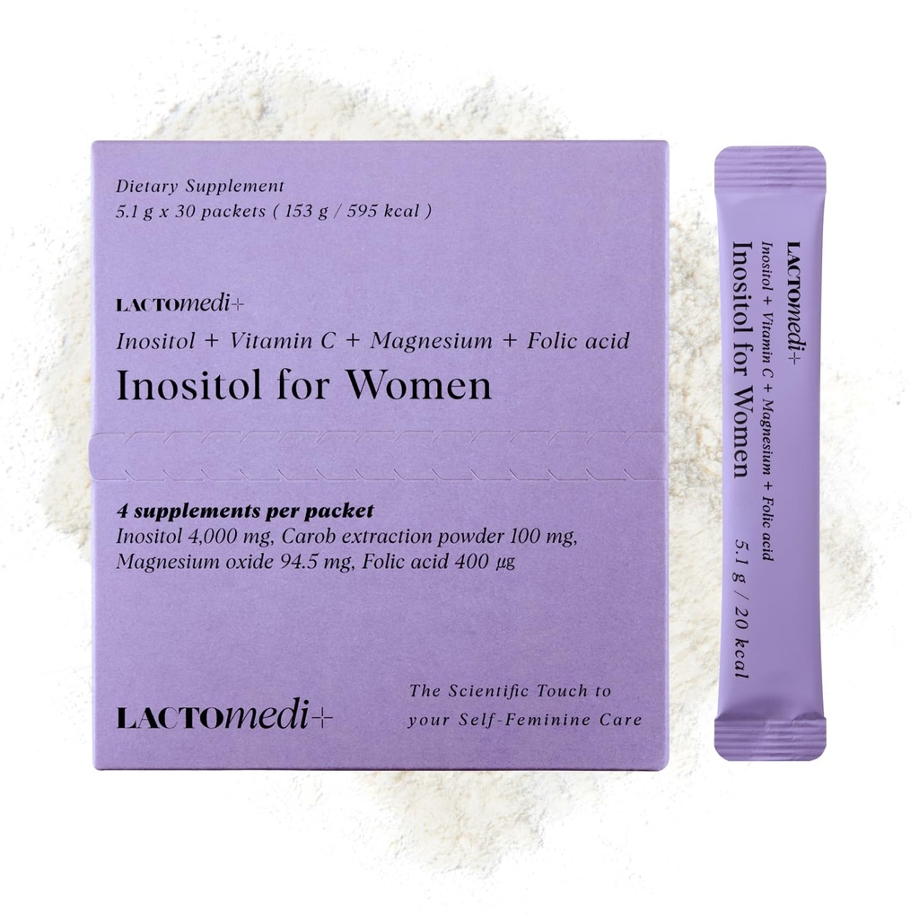 LACTOMEDI Inositol 女性用サプリメント | ミオイノシトール 4000mg + D-Chiro-Inositol 100mg | バランス 40:1 比率 | 月経サイクル&ウェルネスサポート | 30 日供給