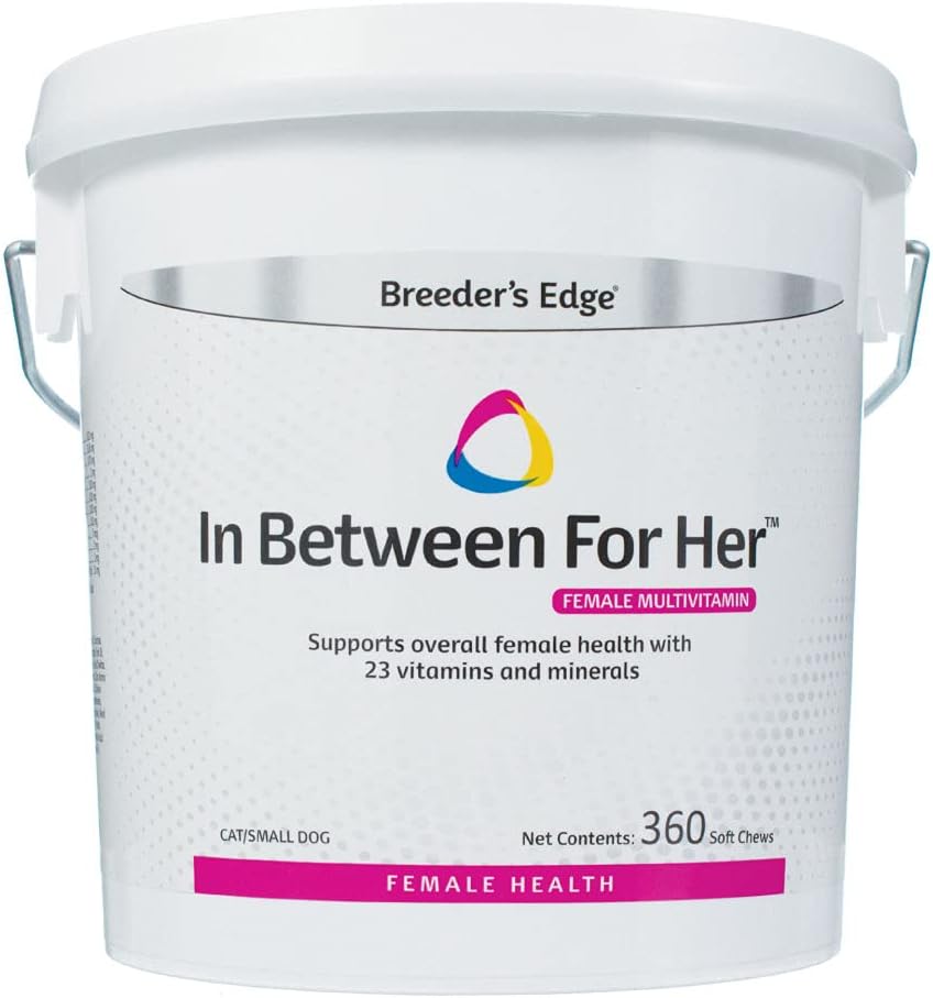 Breeder's Edge in Between for Her, Daily Multivitamin for Breeding Dogs and Cats, Fills Nutritional Gaps, and Supports Moms in Between Breeding, 360 ct Cat & Small Dog