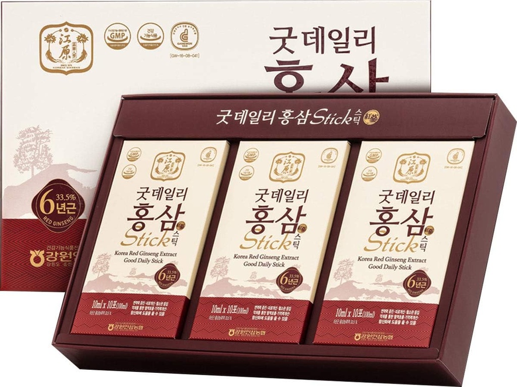 [Gangwoninsam] 韓国の赤いGinsengのエキスのよい毎日棒30の計算– 6年の韓国の赤いGinsengのエキス、韓国の食糧、個人的に包まれた、0.35のfl。oz (10ml)、3 x 10の計算箱