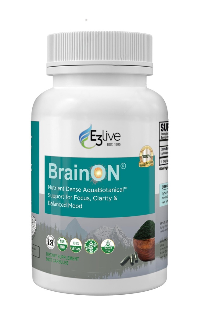 E3LIVE BrainON - ワイルド・ハーヴェスト・AFA抽出物(Mood Balance & Focus 90カウント)