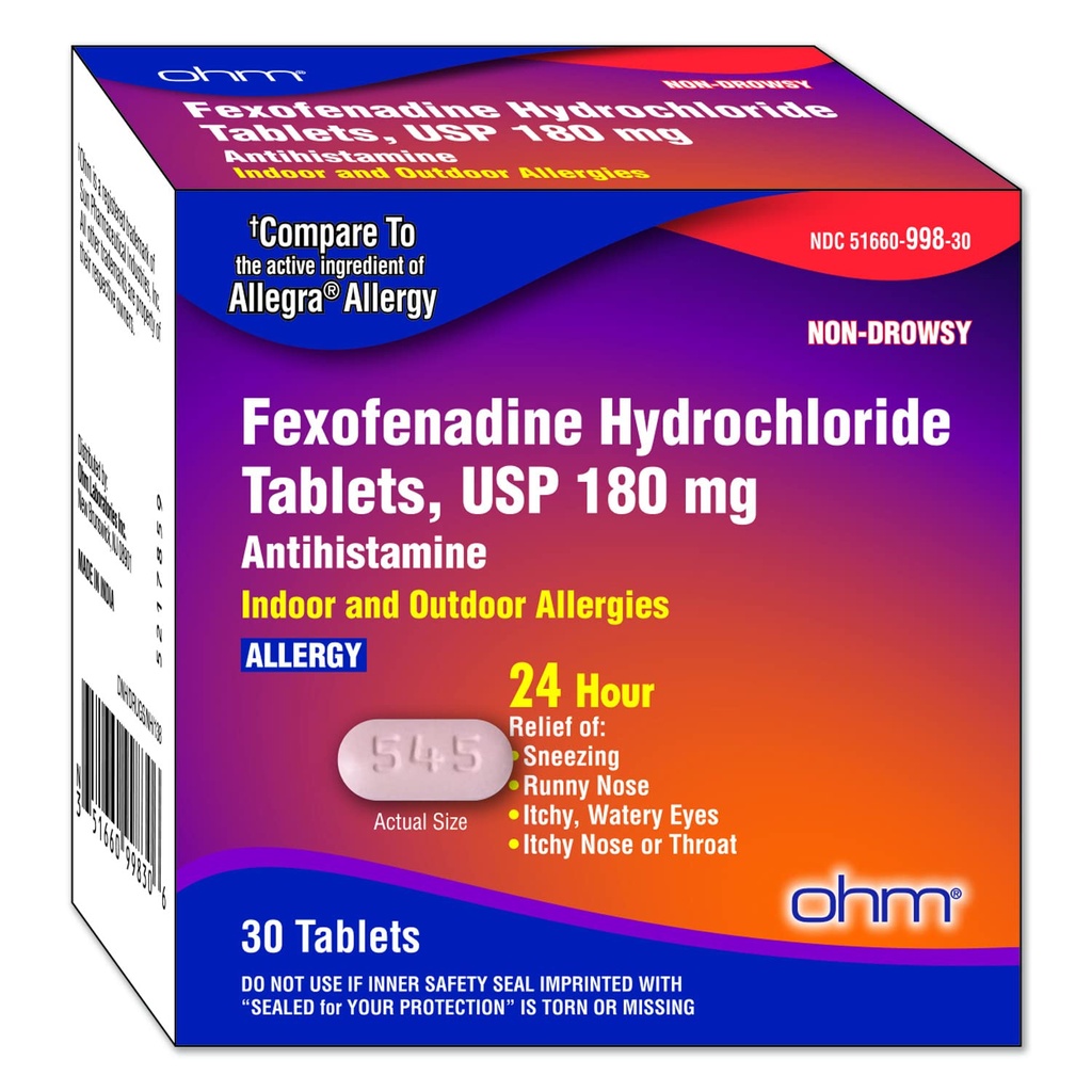 Ohmの非眠気のFexofenadineのAntihistamineの屋内屋外のアレルギーの救助は30ctを錠剤にします