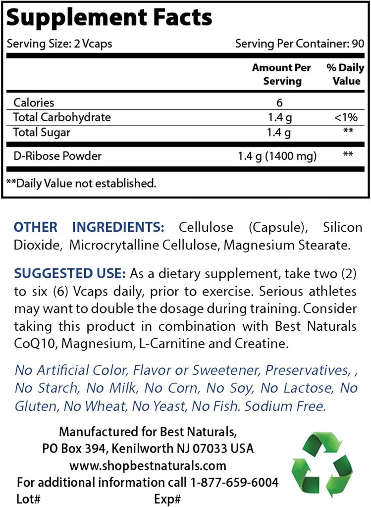 ベストナチュラルD-リブスパウダー1ポンド&アセチルL-カルニチン1000mg