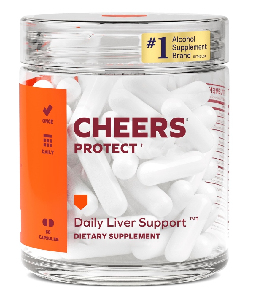 チアーズプロテクト | L-Cysteine + DHM で飲む人のための毎日の肝臓サプリメント | グルタチオンレベルを増加 | 30 用量 | Cysteine, Dihydromyricetin, ミルクアッテ, パイクリーピア, B-Vitamins, ジンジャー