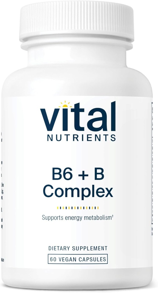 Vital Nutrients Vitamin B6 + Bコンプレックス | ビーガンは、エネルギー、代謝、心臓の健康のためのビタミンBビタミンをメチル化 | 月経障害のための高機能ビタミンB6 * | グルテン、酪農場、大豆無料 | 60カプセル