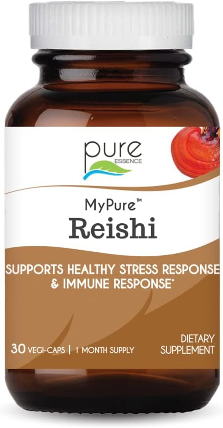 PURE ESSENCE LABS MyPure Reishi 有機マッシュルーム サプリメント - 免疫サポートのための100%の実質のマッシュルーム エキス、ストレス軽減、エネルギーを造ります(30カプセル)