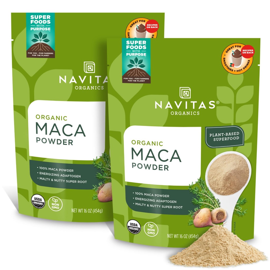 Navitas Organics Maca Powder, 16oz. (2-Pack), 181 サービング - 有機、非Gmo、低温乾燥、グルテンフリー、ライトブラウン