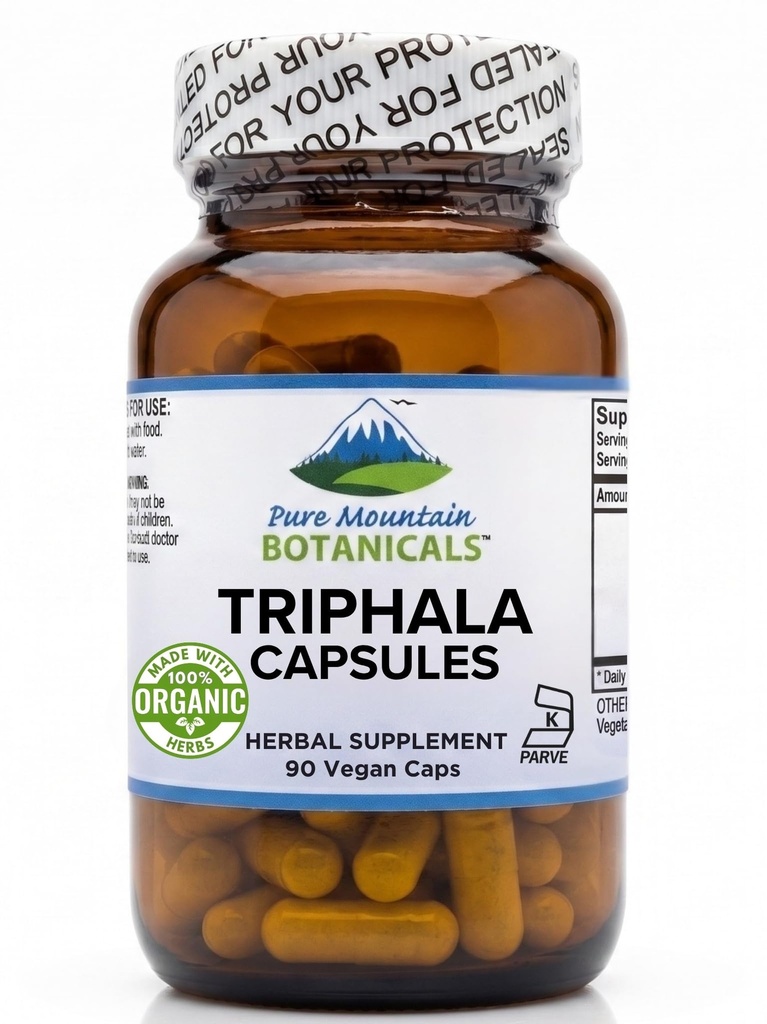 純粋な山の植物のTriphalaのカプセル90のKosherのビーガン帽子は500mgのAmlaのインドのフルーツの有機性ブレンドと今出ます