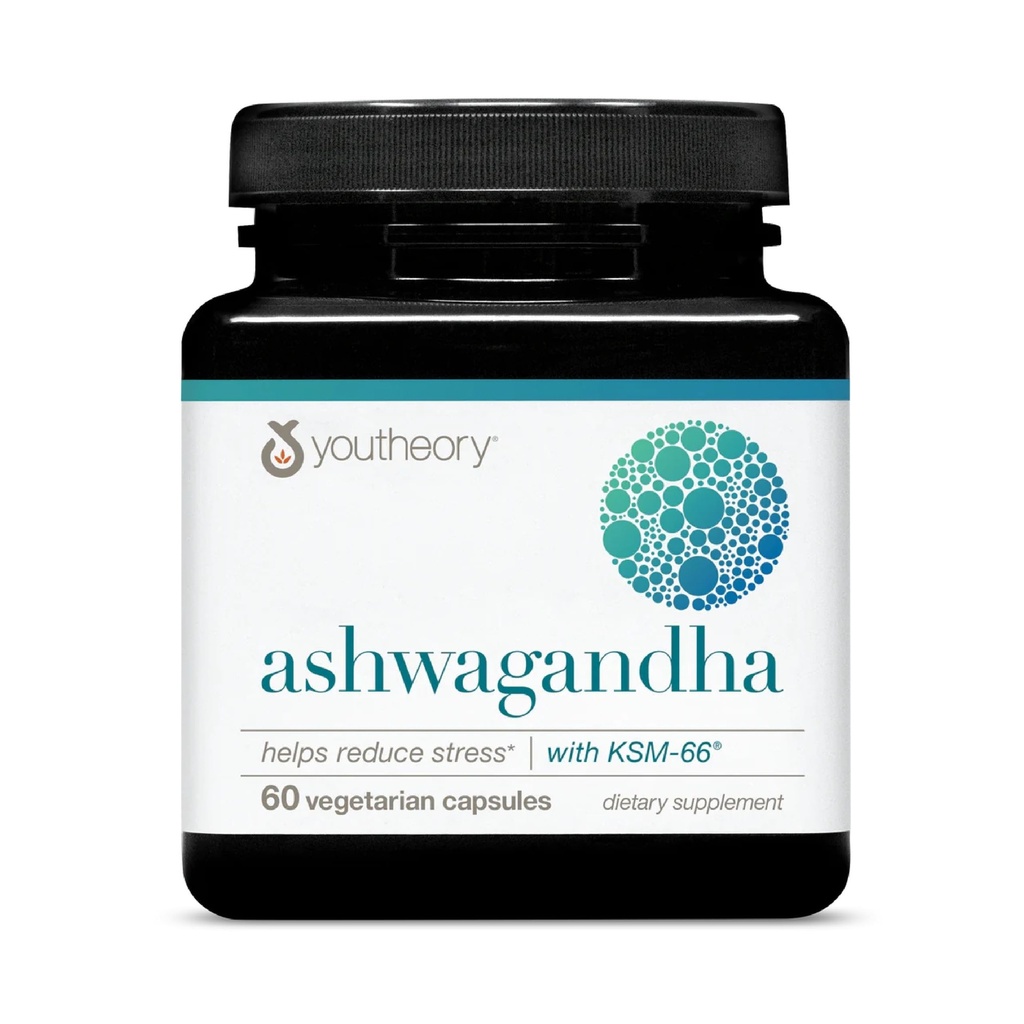 Youtheory Ashwagandha - 1,000 mg - エネルギー、睡眠、ストレス&コルチゾールサポートサプリメント - 有機KSM-66アシュワガンダ&ジンジャーと適応ハーブブレンド - 60ベジタリアンカプセル(30日の供給)
