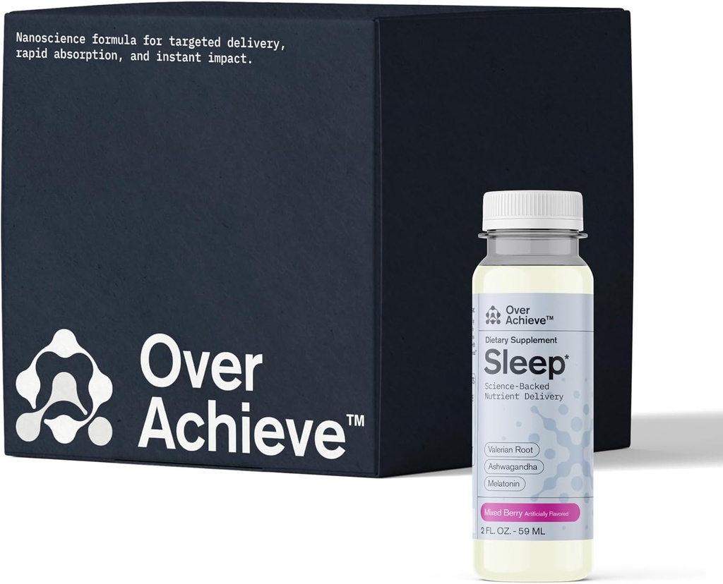 高度なナノサイエンス技術で眠るドリンク - メラトニン、アシュワガンダ、バレリアンルートが含まれています - 12パック液体睡眠補助金は、睡眠不足の高速化、ミックスベリー2ozに役立ちます