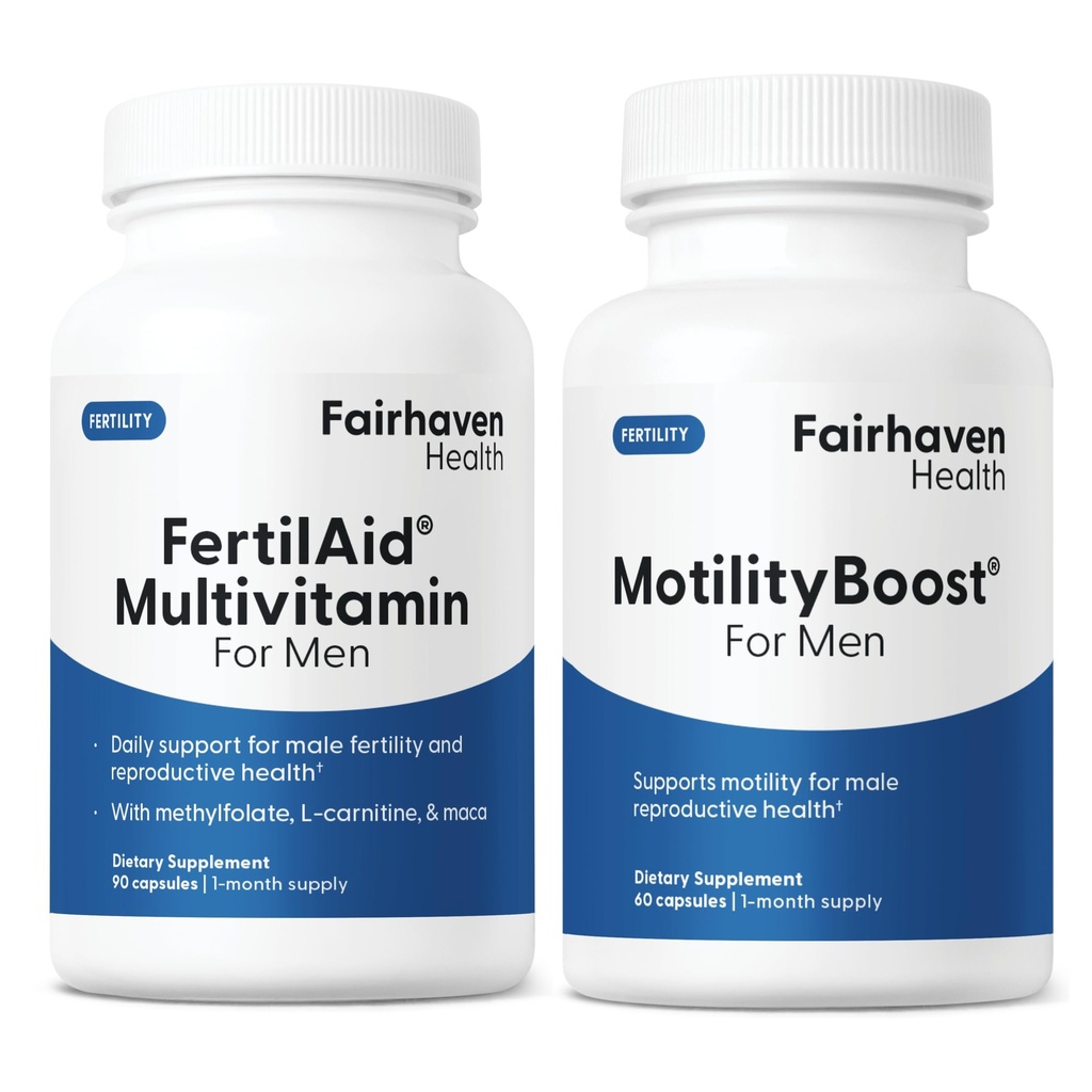 男性とMotilityBoostコンボ、プレナタルビタミンと男性の生殖能力のサプリメントのためのFertilAidは、L-Carnitine、CoQ10、亜鉛とMotilityをサポートし、150カプセル、1ヶ月の供給