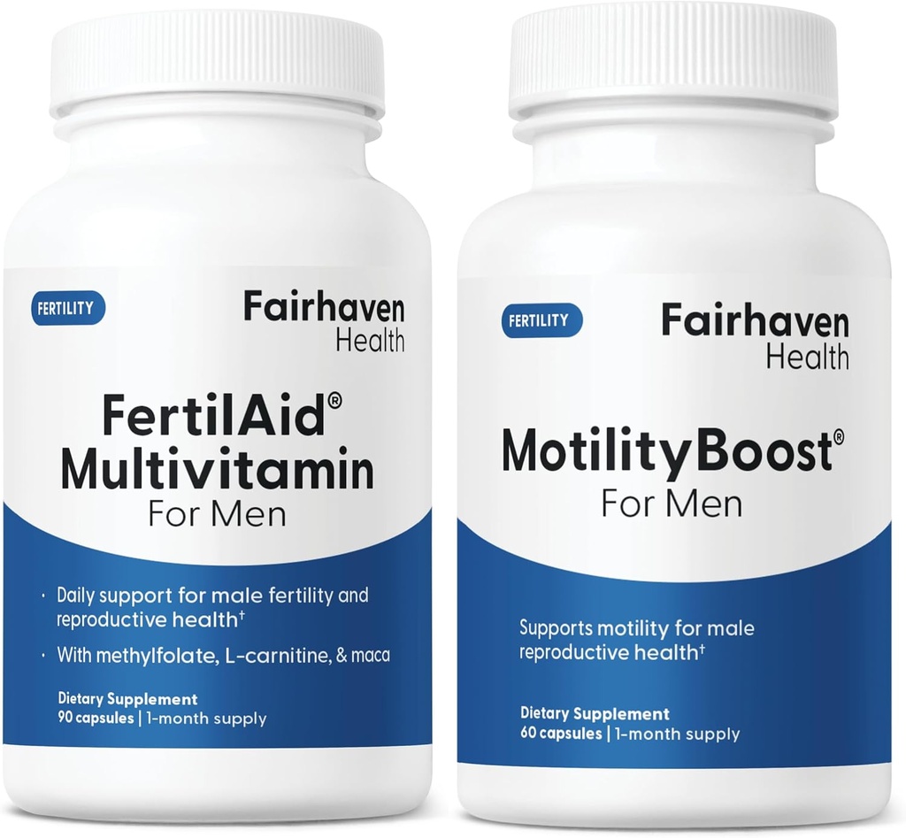 男性とMotilityBoostコンボ、プレナタルビタミンと男性の生殖能力のサプリメントのためのFertilAidは、L-Carnitine、CoQ10、亜鉛とMotilityをサポートし、150カプセル、1ヶ月の供給