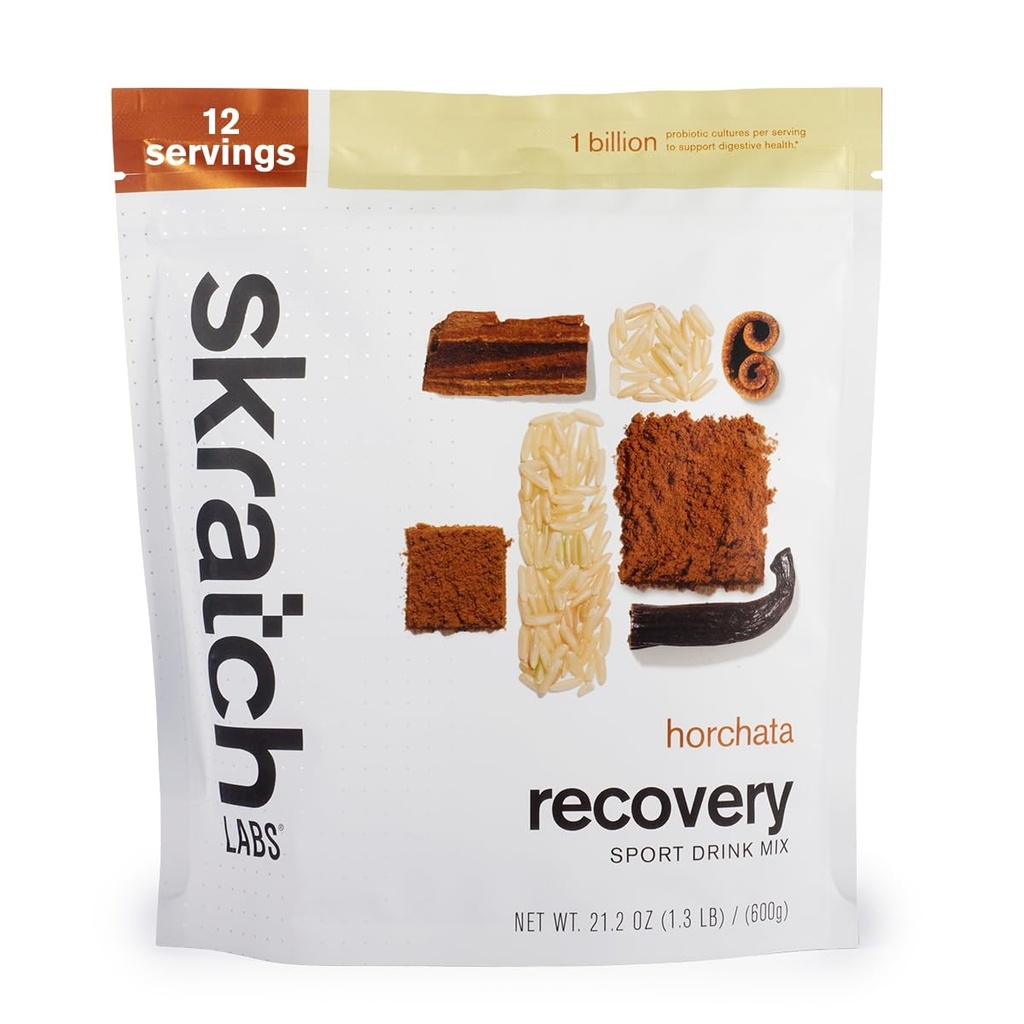 Skratch Labs Post Workout Recovery Drink Mix with Horchata, (21.2 oz, 12 サービング) with Casein and Whey and Probiotics, Gluten Free, コーシャ, ベジタリアン