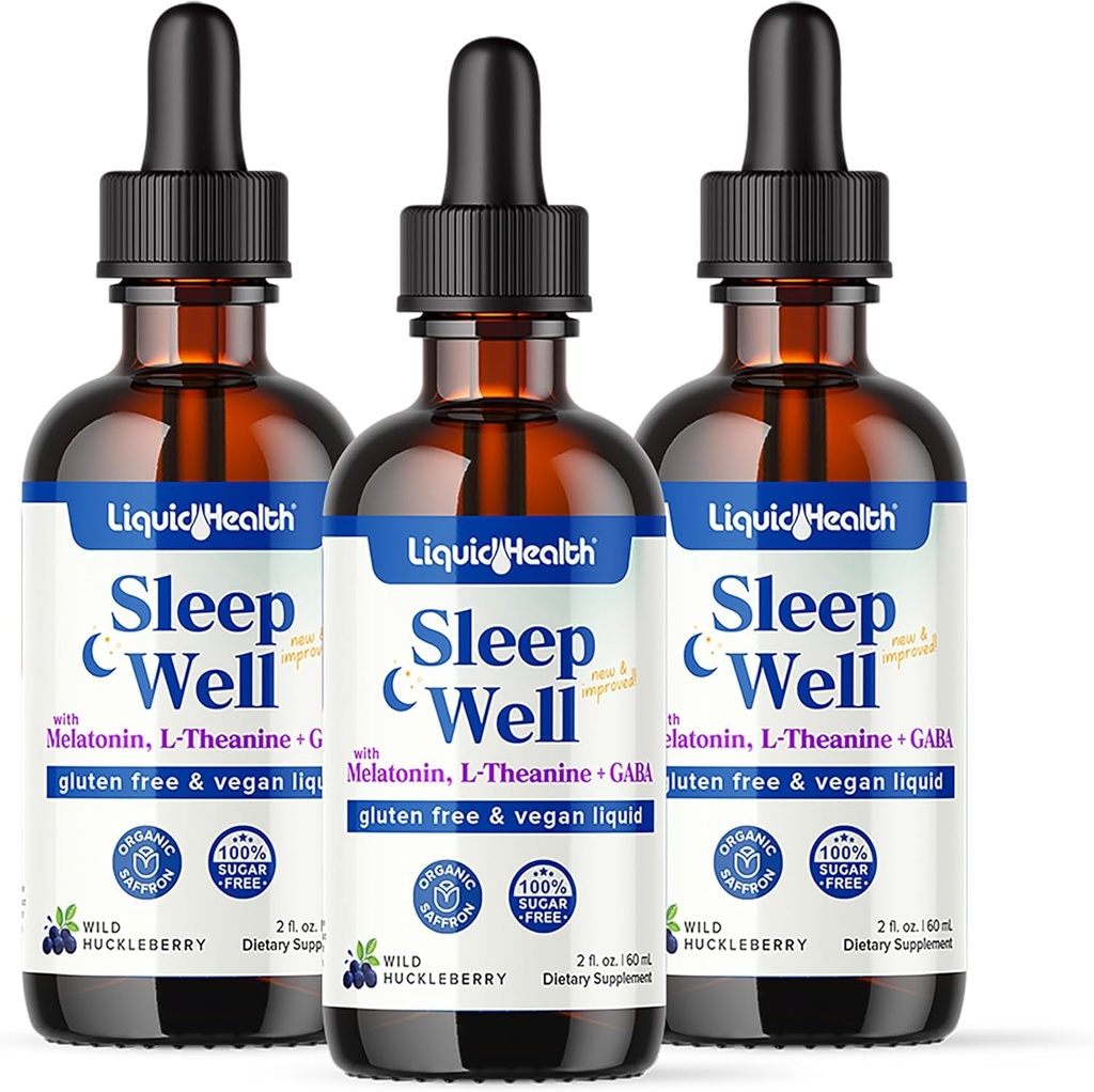 LIQUIDHEALTHの睡眠の健康な自然な睡眠の援助のメラトニンの低下 - より良い眠り & 気分転換, リラックス & カルムの心, 秋の眠りのより速い滞在眠りの長期滞在 - 米国製, ビーガン, 砂糖無料, 薬物無料, GMO (3パック)