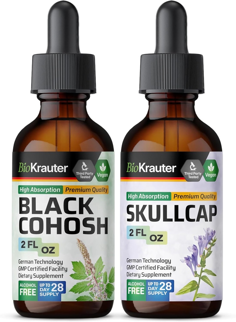 BIO KRAUTER ブラックコホッシュ Tincture 2 Fl. Oz. & Skullcap Tincture 2 Fl. Oz.
