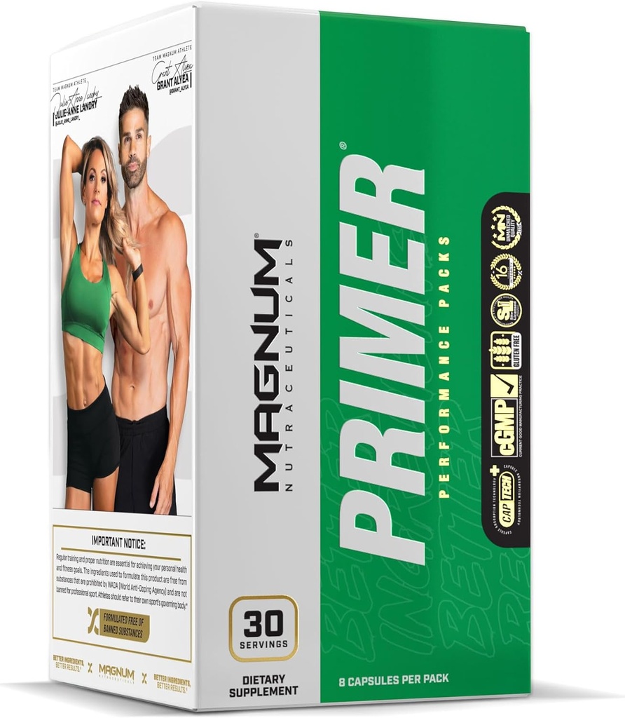女性&男性のためのマグナムNutraceuticalsプライマービタミンパック、毎日の栄養補助食品 - 旅行フレンドリーマルチビタミンサポートハート、ジョイント、消化器、臓器の健康(30パック)