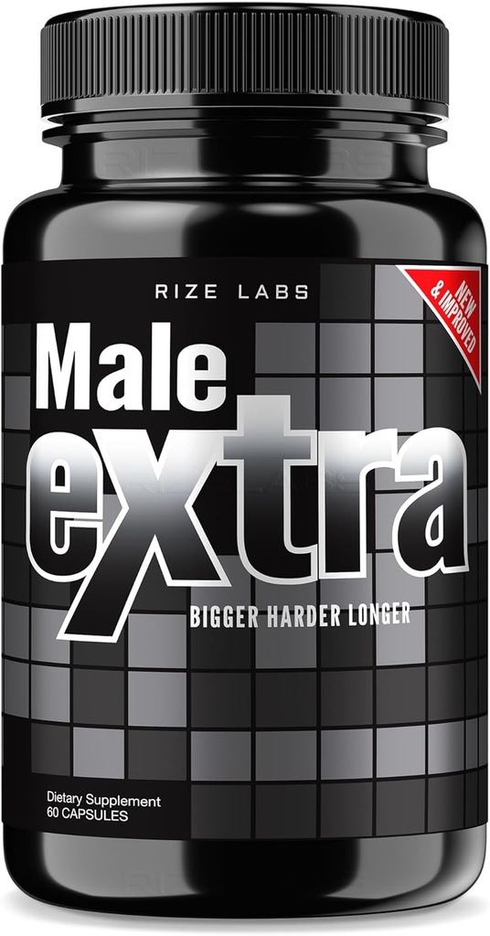 rize labs - Male Extra Capsules - Performance Supplement for Men, Maximum Strength Support, Ultra Pure Pills, Non-GMO Vegan Supplement Advanced Formula (60 Capsules)